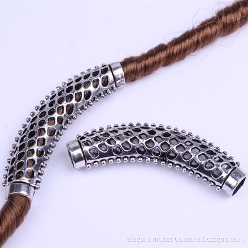 Wholesale Fashion DIY  hollow alloy bend Jewelry beaded dreadlocks retro carved metal Ring hair accessories for braids